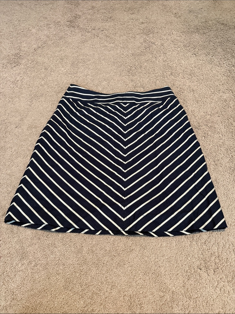 The Limited Navy & White Chevron A-Line Skirt
